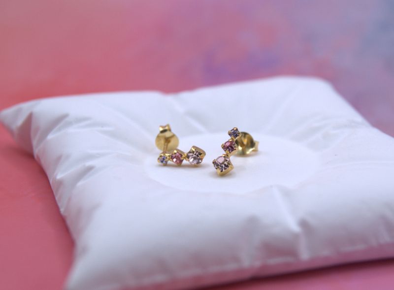 Golden Trio Pink Studs