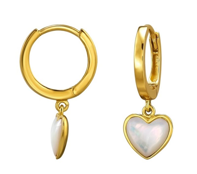 Opal Heart Huggie Øredobber