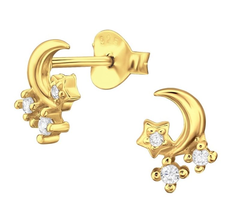 Golden Moon&Star Studs