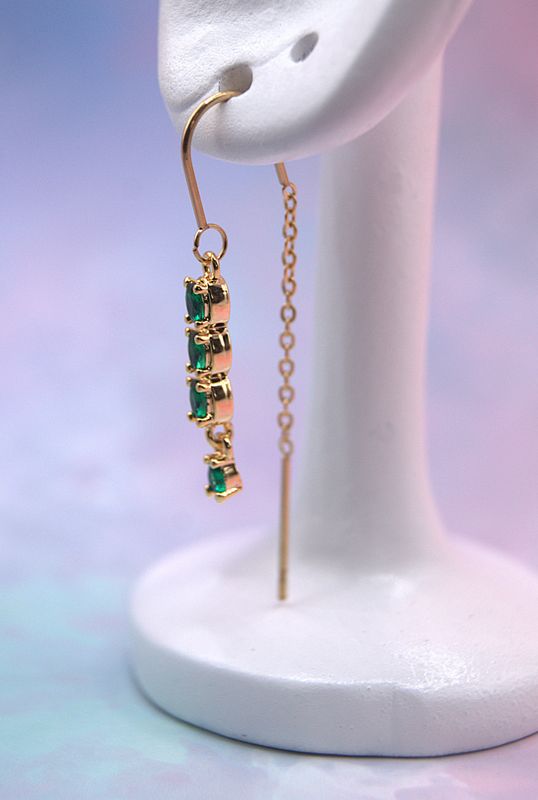 Emerald Drop Ear Chain