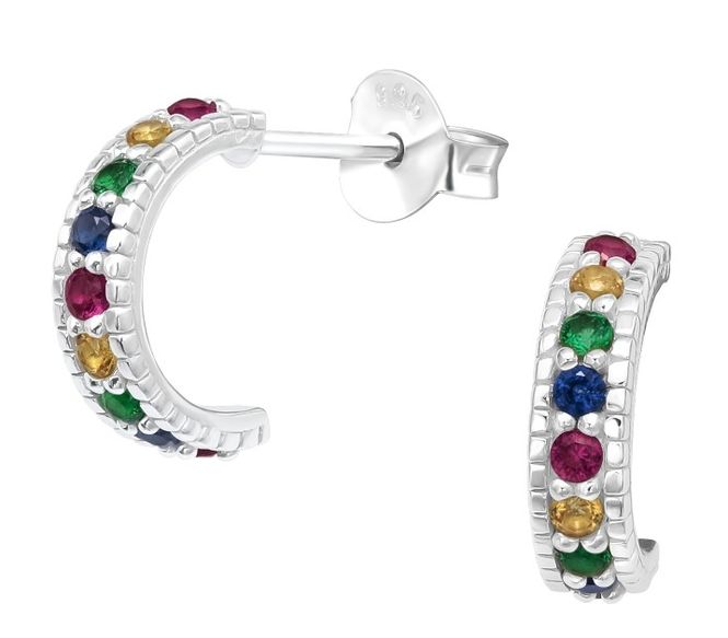 Hovedbilde Silver Multicolor Half Hoop Øredobber
